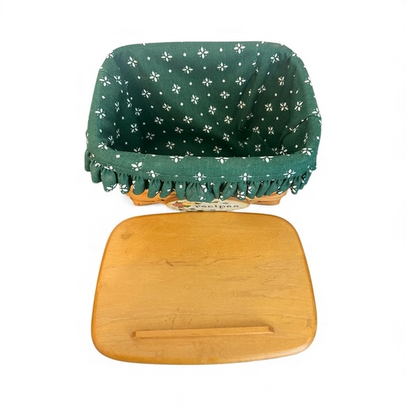 Longaberger Recipe Basket Fabric Lining, Tag & Wooden Lid Vintage - Picture 3 of 6